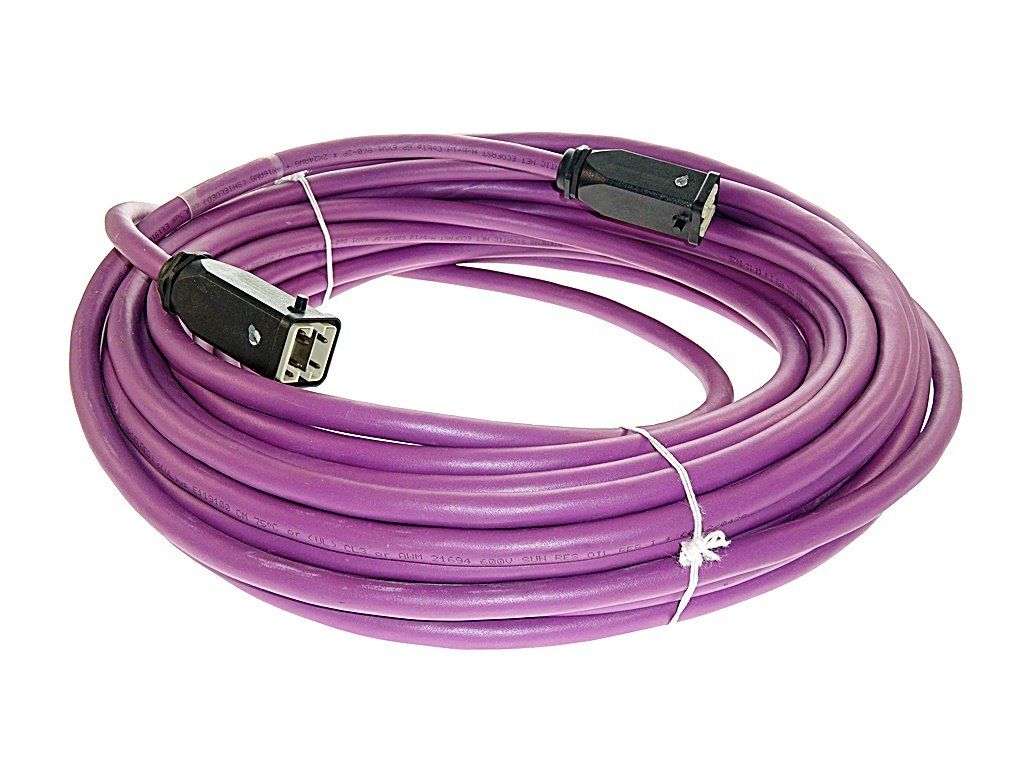 Siemens 6XV1860-3PN20 ECOFAST Hybrid Cable GP, 2xCu 0.64 mm, 4x Cu 1.5 mm2, Preassembled with ECOFAST Plug and Socket, Trailing Type, Length 20 m — Industrial Cables & Wires